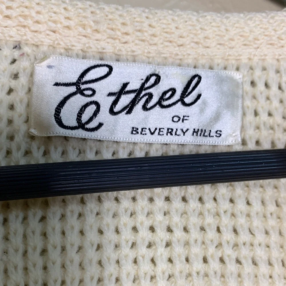Ethel of Beverly Hills Travel Novelty Cardigan Wool Sweater Cream Women's M - Picture 8 of 16